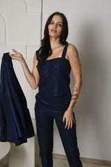 FOR RENT - Sapphire Shimmer Tailored Pantsuit