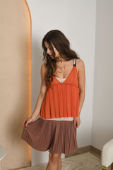 NUOMA - Saulėlydžio klostuota mini suknelė