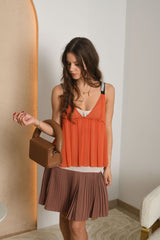 NUOMA - Saulėlydžio klostuota mini suknelė