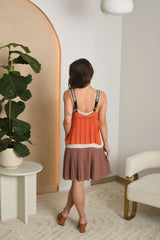 NUOMA - Saulėlydžio klostuota mini suknelė