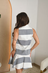 NUOMA - Nova dryžuota mini suknelė aukštu kaklu