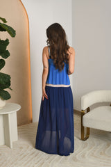 NUOMA - Karališka mėlyna PINKO plisuota maxi suknelė