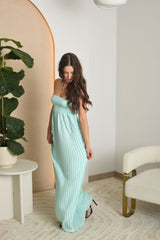 NUOMA- Aqua Breeze plisuota maxi suknelė