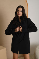 NUOMA - Eva švarkinė suknelė ilgomis rankovėmis ir atvira nugara