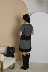 NUOMA - Pilka trumpomis rankovėmis A linijos suknelė