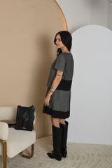 NUOMA - Pilka trumpomis rankovėmis A linijos suknelė