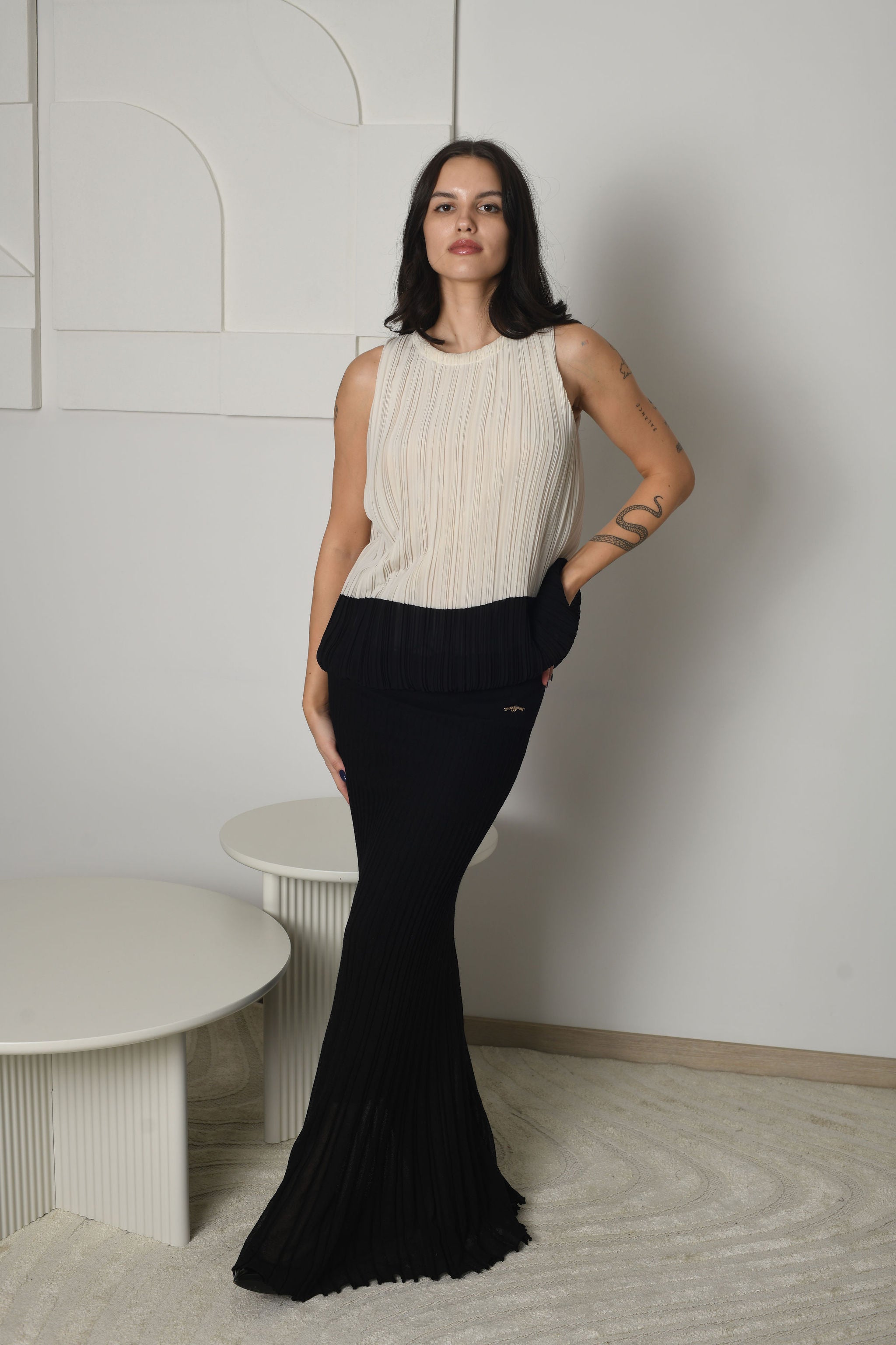 FOR RENT - Nova Pleated Contrast Two-Piece Set