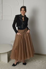FOR RENT - Sienna Sheer Tulle Skirt & Leather Jacket Set