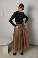 FOR RENT - Sienna Sheer Tulle Skirt & Leather Jacket Set