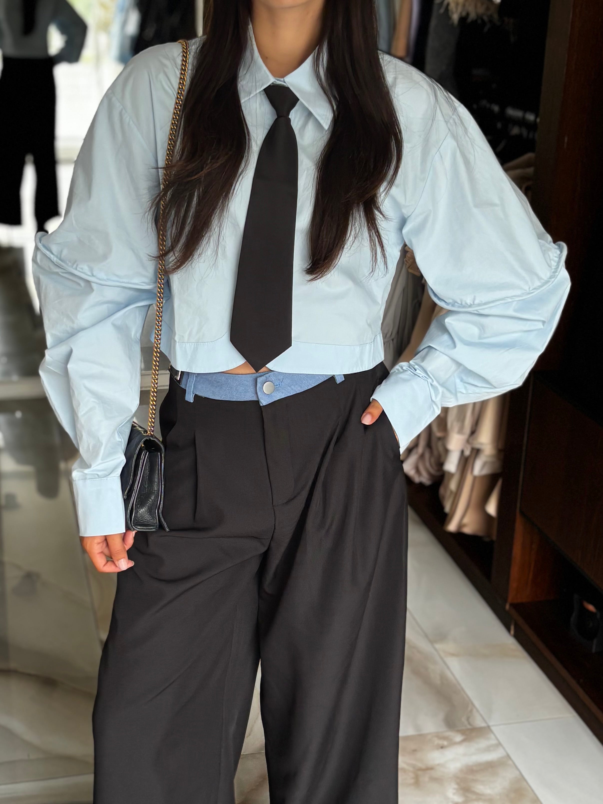 Curated by A.P Line - Emara Crop Shirt with Tie