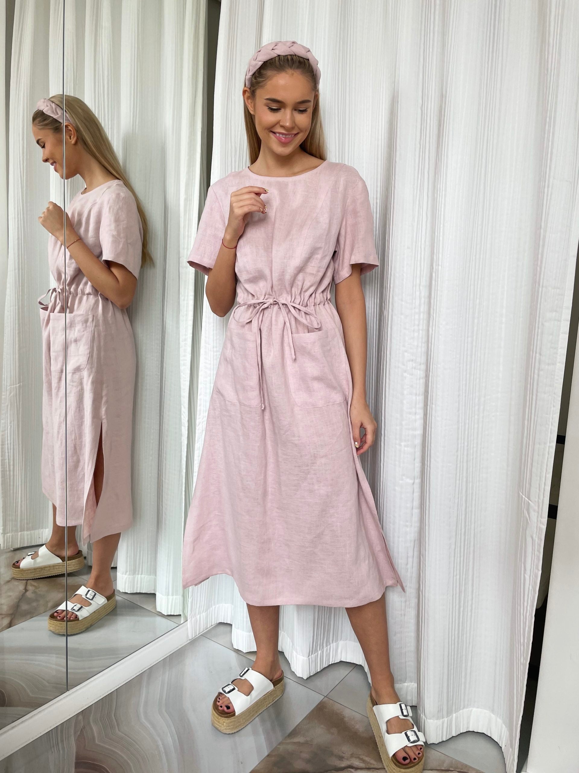 Berta Midi Lininė suknelė