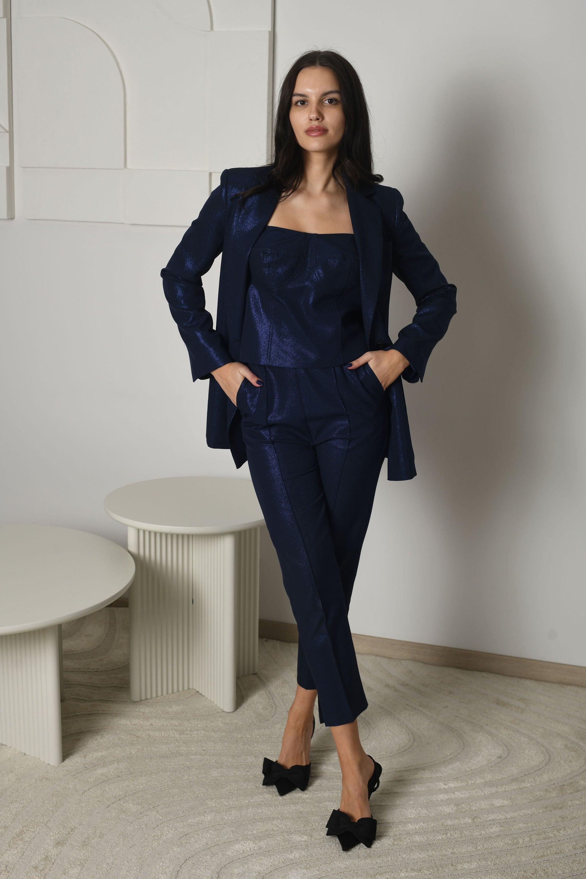 FOR RENT - Sapphire Shimmer Tailored Pantsuit