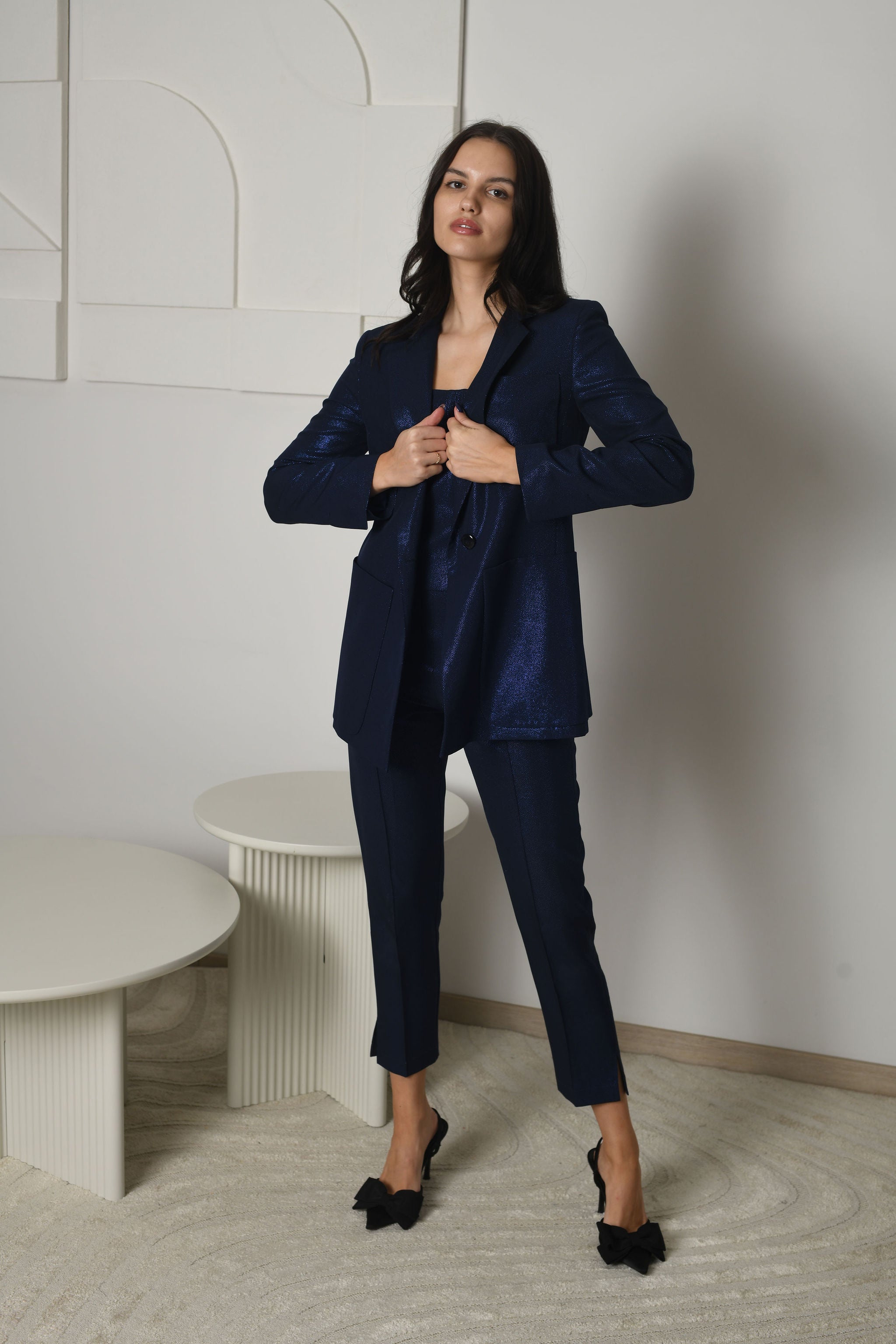 FOR RENT - Sapphire Shimmer Tailored Pantsuit