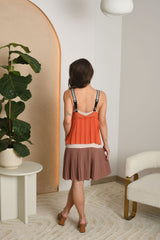 FOR RENT - Sunset Pleated Mini Dress with Layered Design