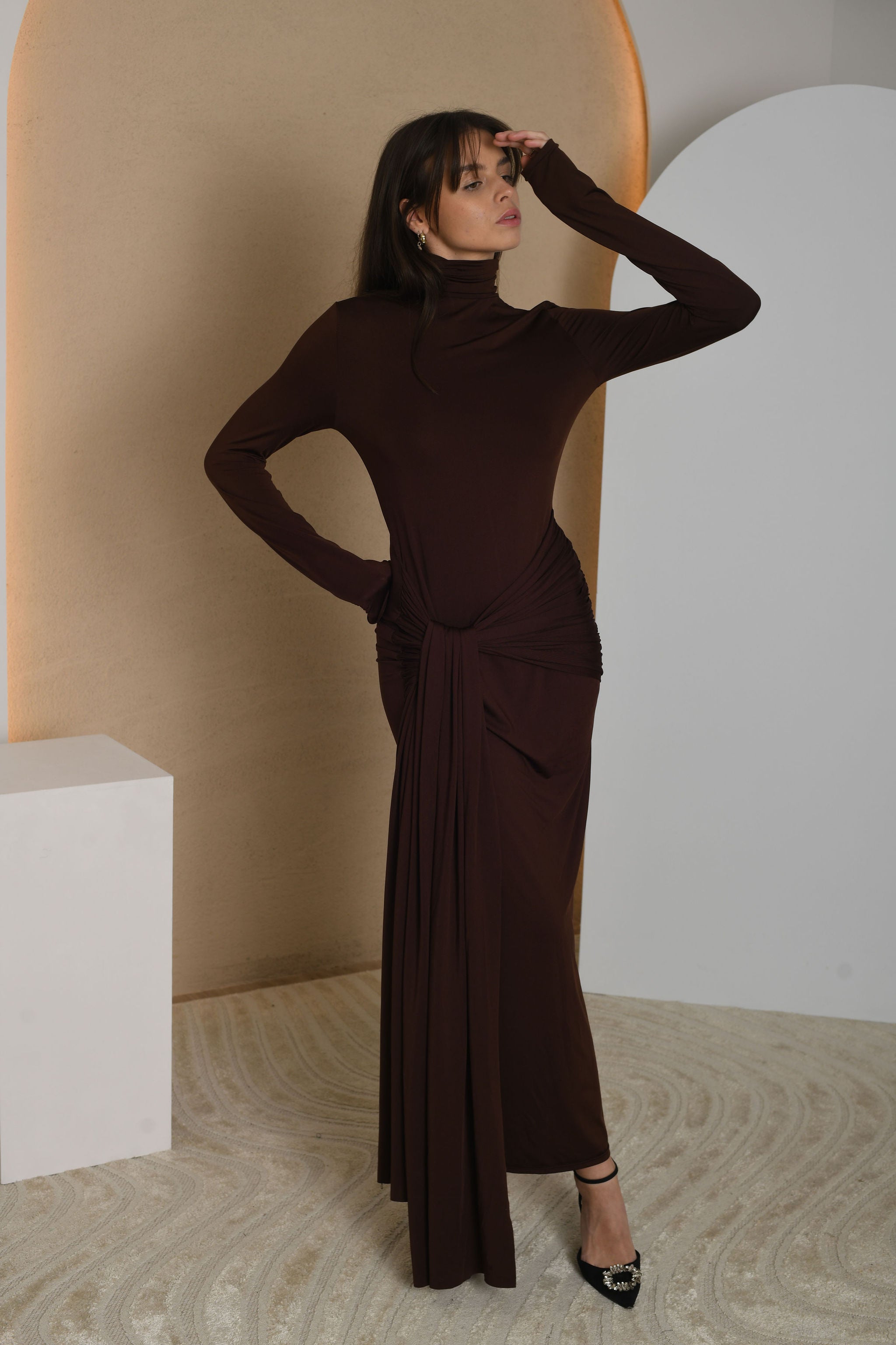 FOR RENT - Aria Long Sleeve Knotted Dress
