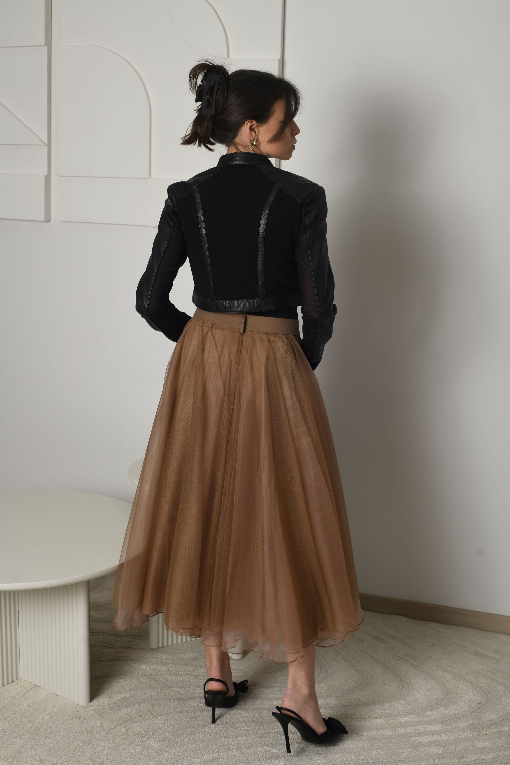 FOR RENT - Sienna Sheer Tulle Skirt & Leather Jacket Set