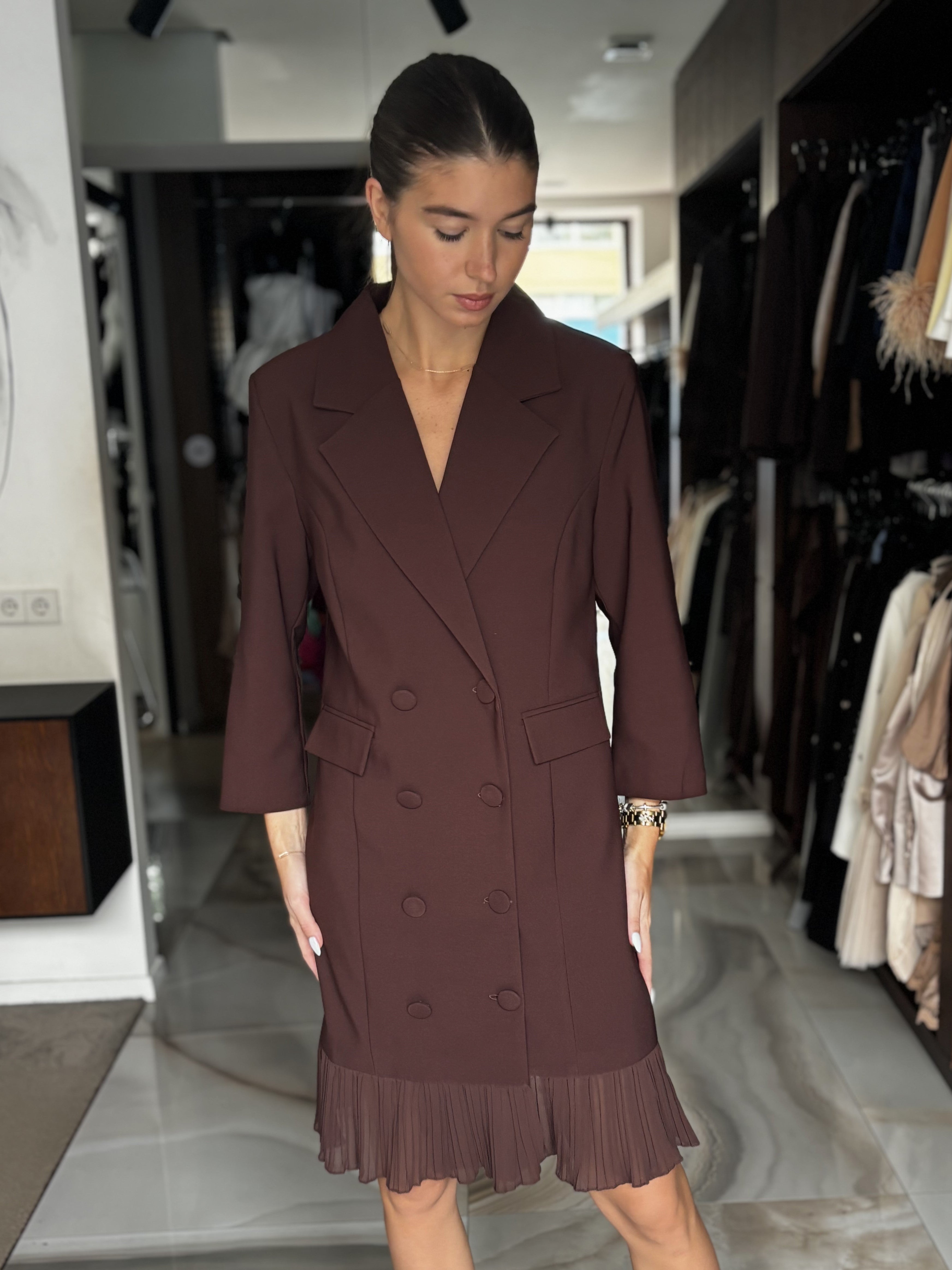 Brown Blazer Dress - Veridian