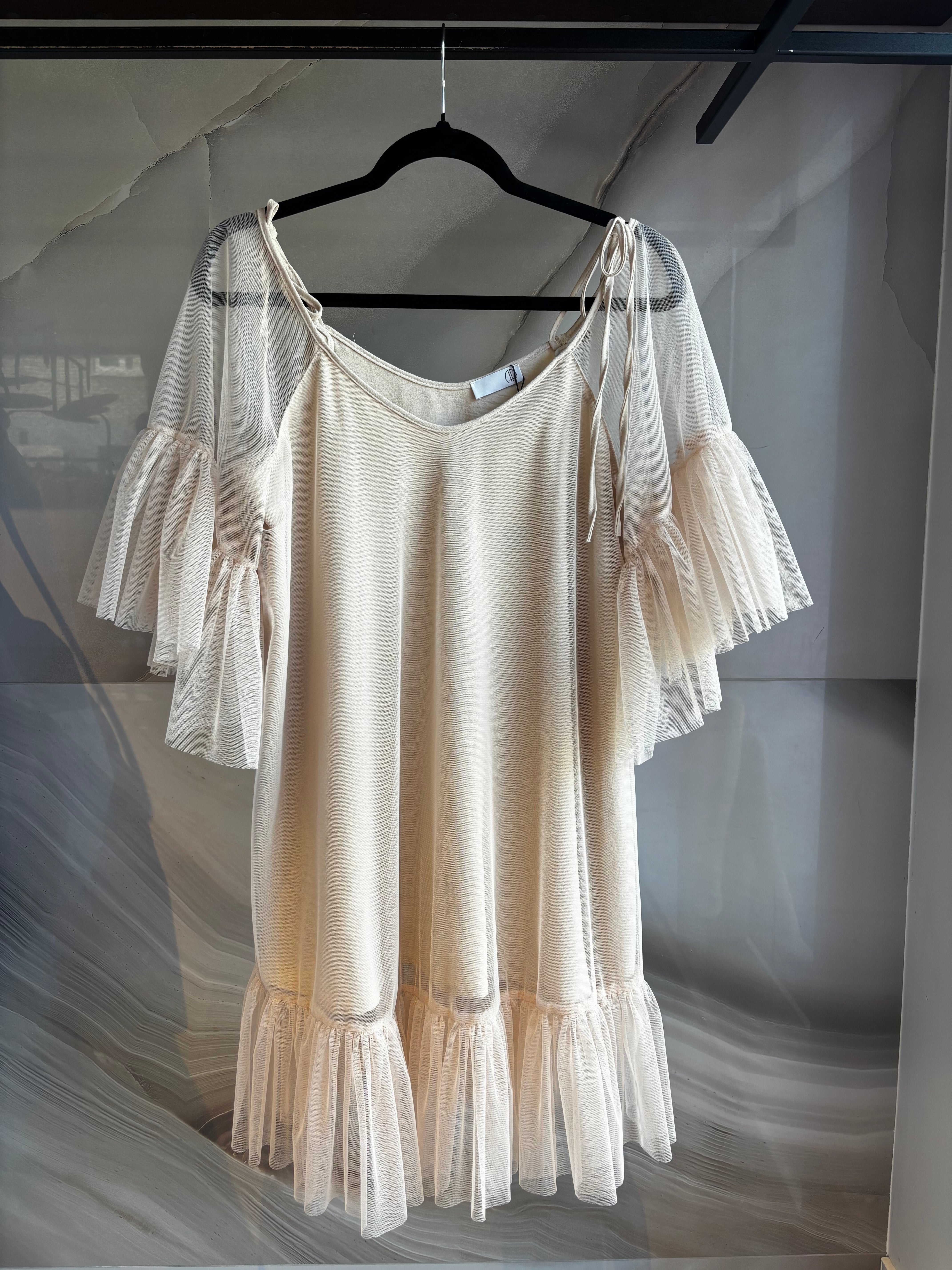 NICE Cream Ruffle Dress (S/M)