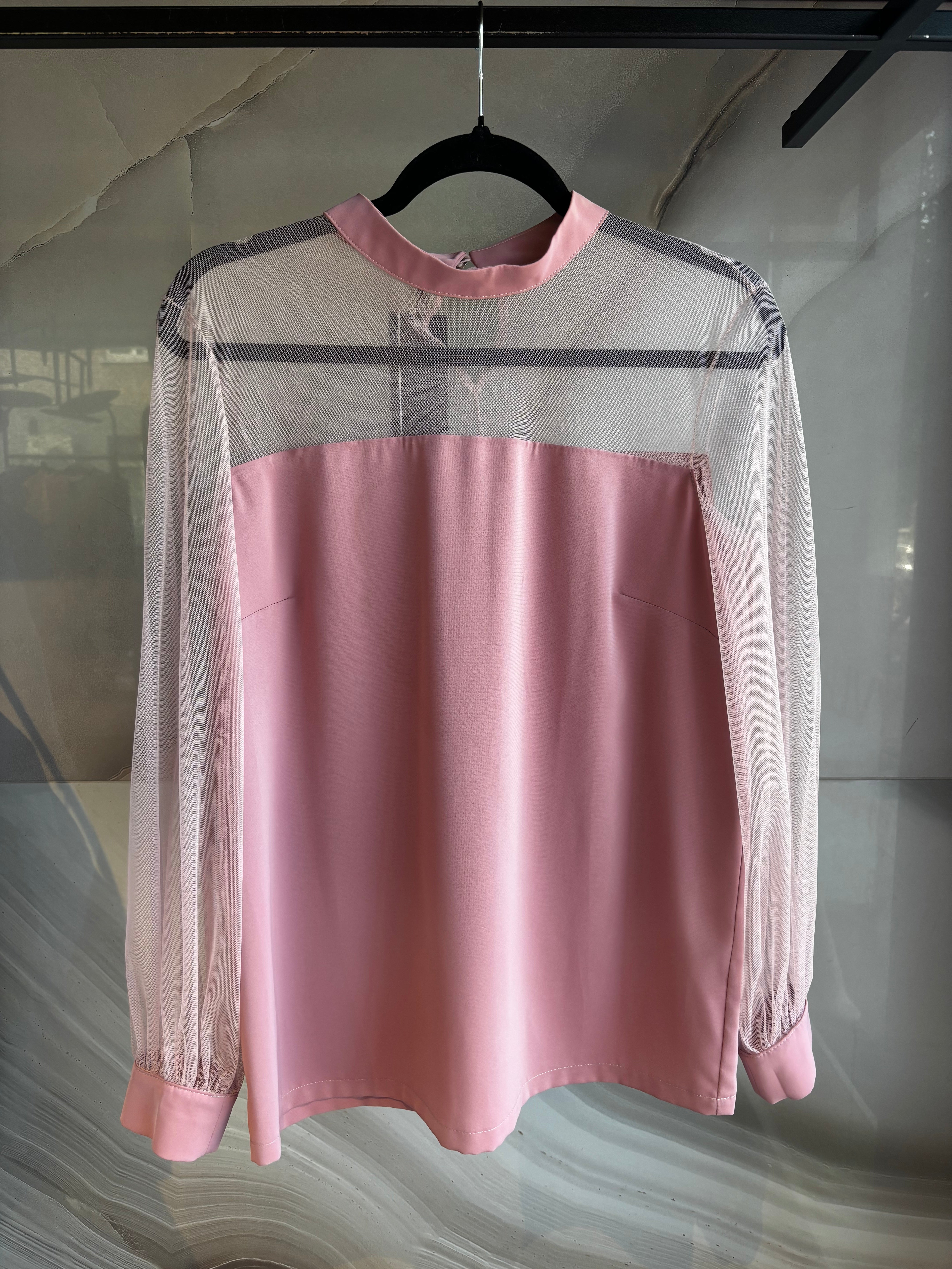 Vienna Pink Sheer Mesh Blouse - (S/M)